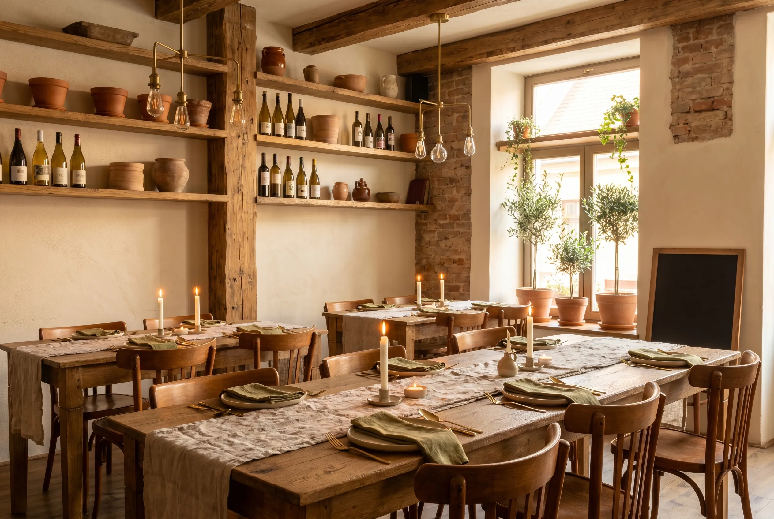 Interiorul cald al Bistro Verde, Brașov